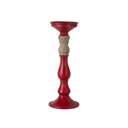 Red Candle Holder with Wood Accent (Set of 3) alternate view 2