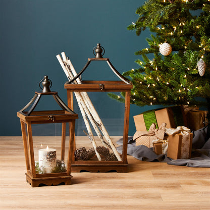 Natural Wooden Lantern with Open Top (Set of 2) alternate view 5