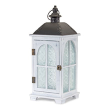 White Wood Lantern with Ornate Frosted Glass (Set of 2) alternate view 2