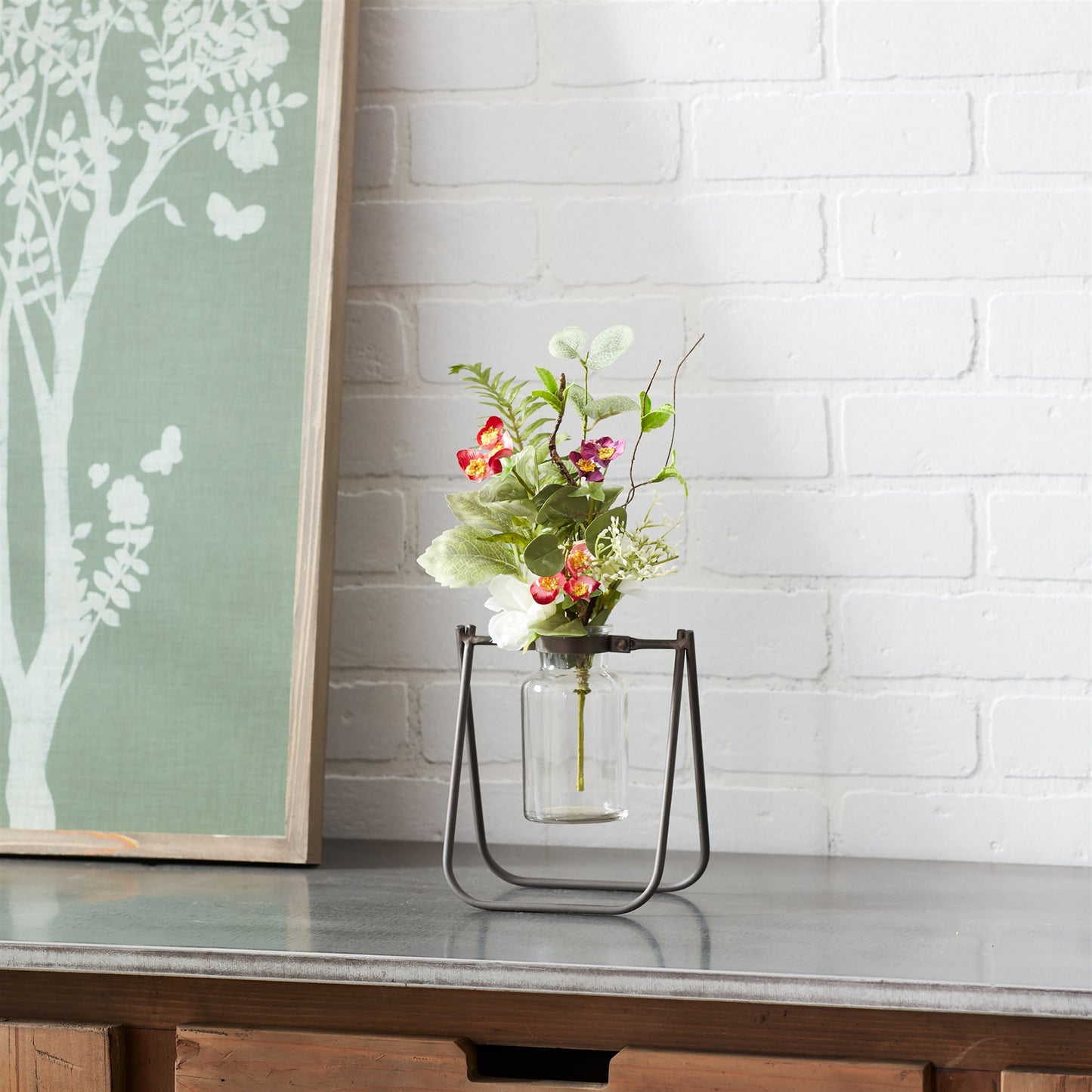 Hanging Glass Jar Vase with Metal Stand (Set of 2) alternate view 3
