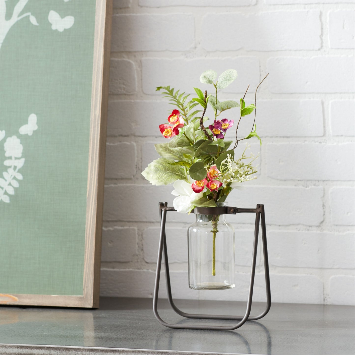 Hanging Glass Jar Vase with Metal Stand (Set of 2) alternate view 6