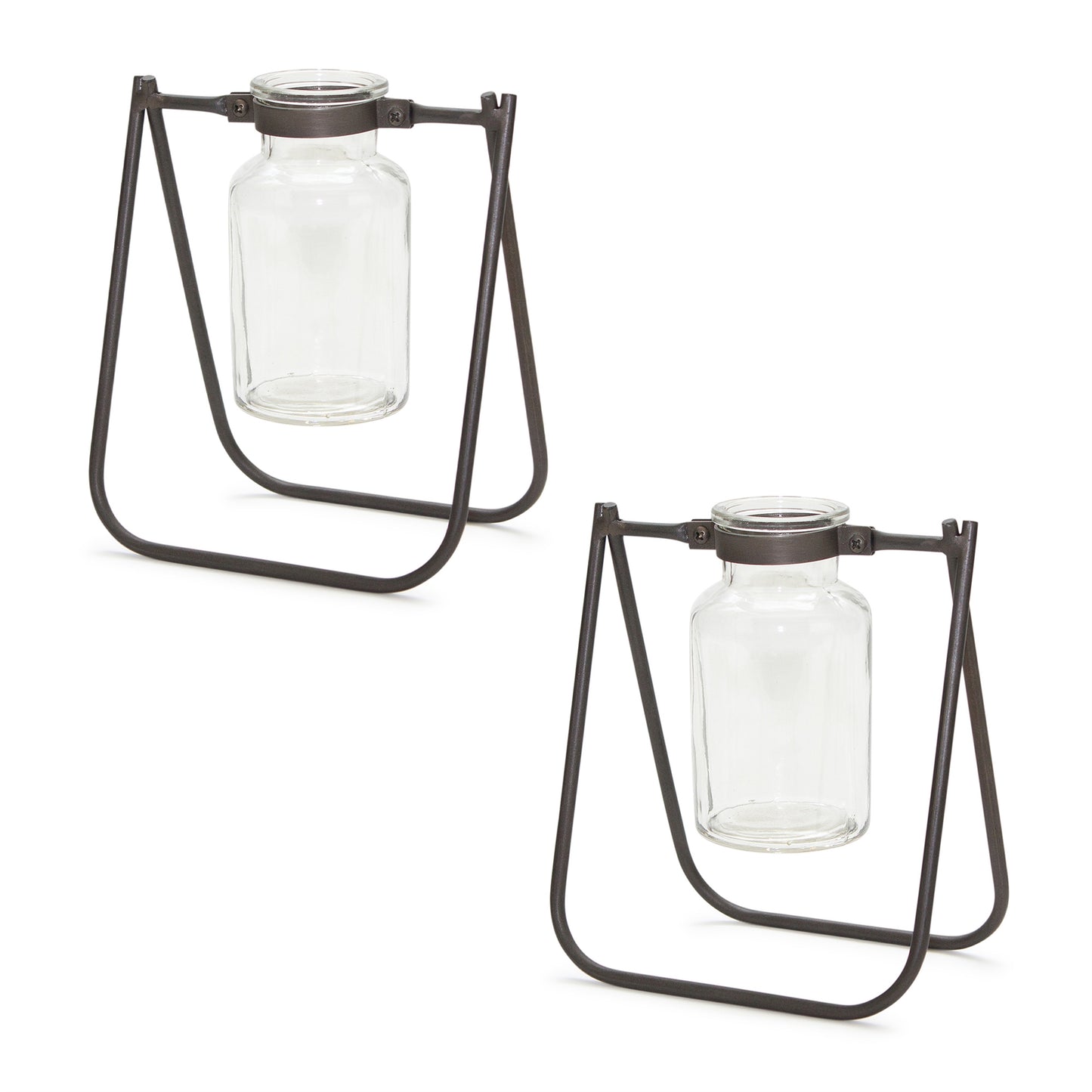 Hanging Glass Jar Vase with Metal Stand (Set of 2) alternate view 5