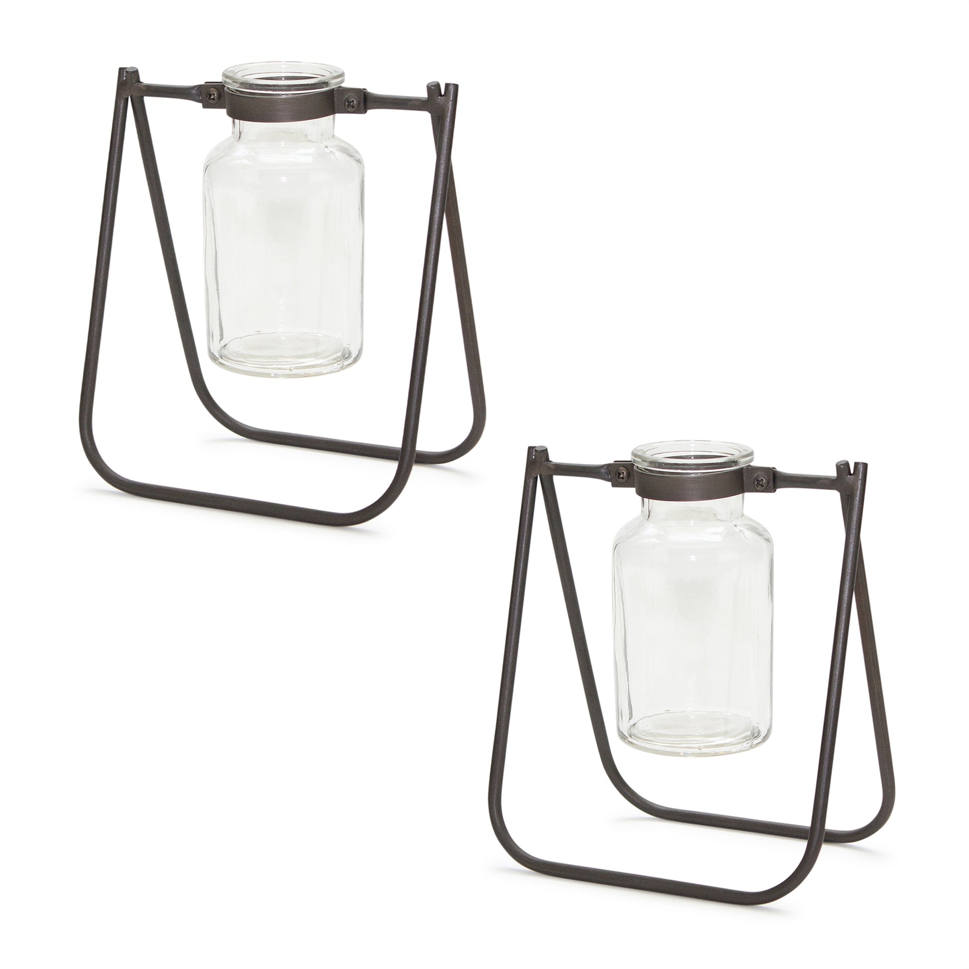 Hanging Glass Jar Vase with Metal Stand (Set of 2) alternate view 5
