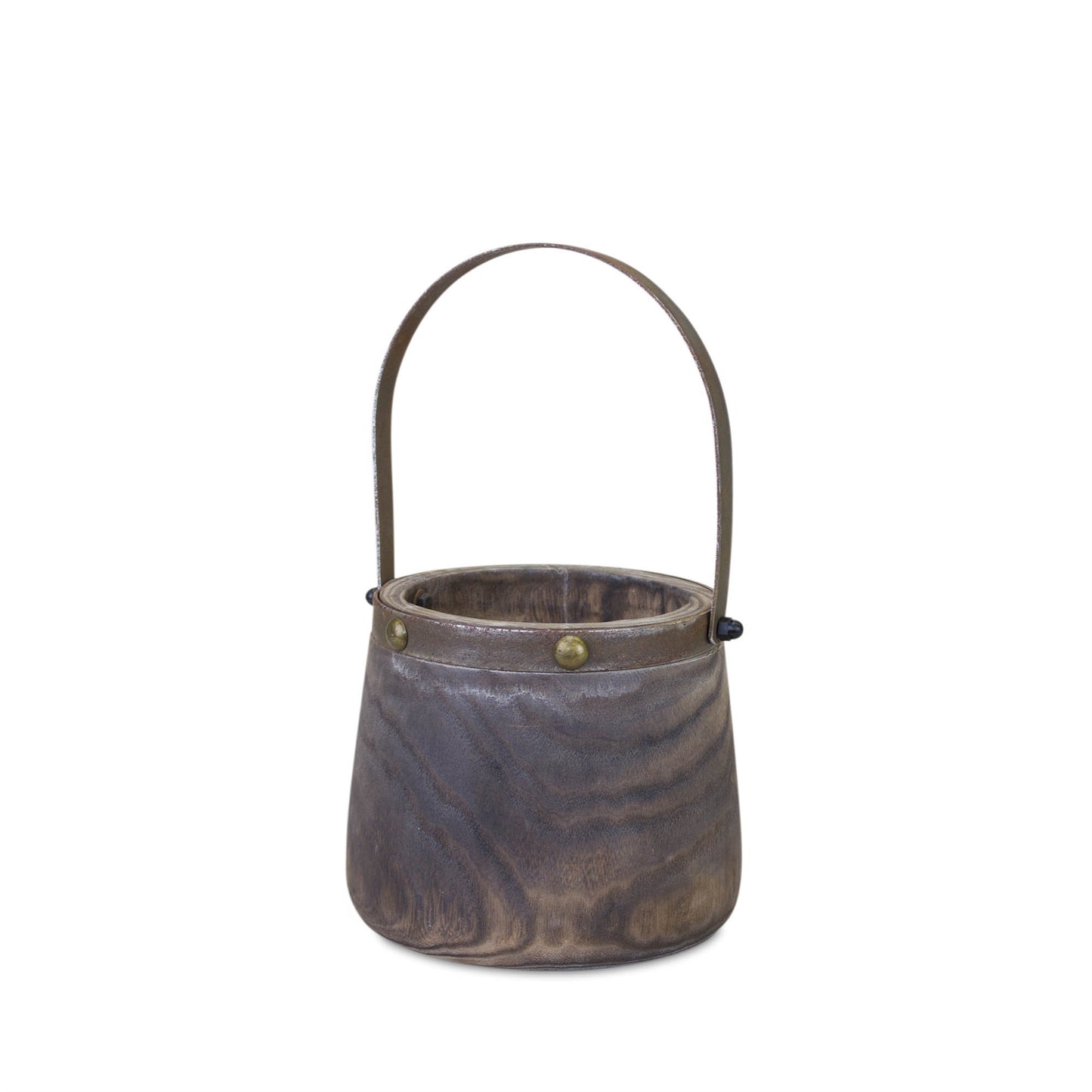 Natural Wooden Pail Planter with Metal Handle Accent (Set of 2) alternate view 4