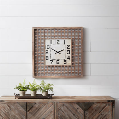 Lattice Wood Wall Clock 29.5"SQ alternate view 2