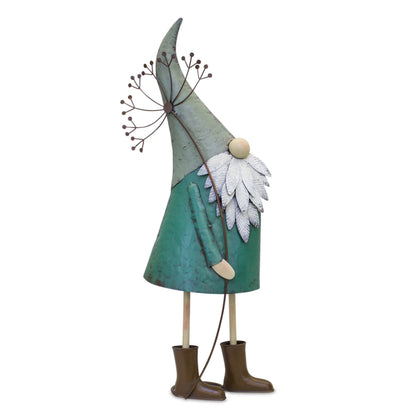 Iron Metal Standing Garden Gnome with Flower (Set of 2) alternate view 3