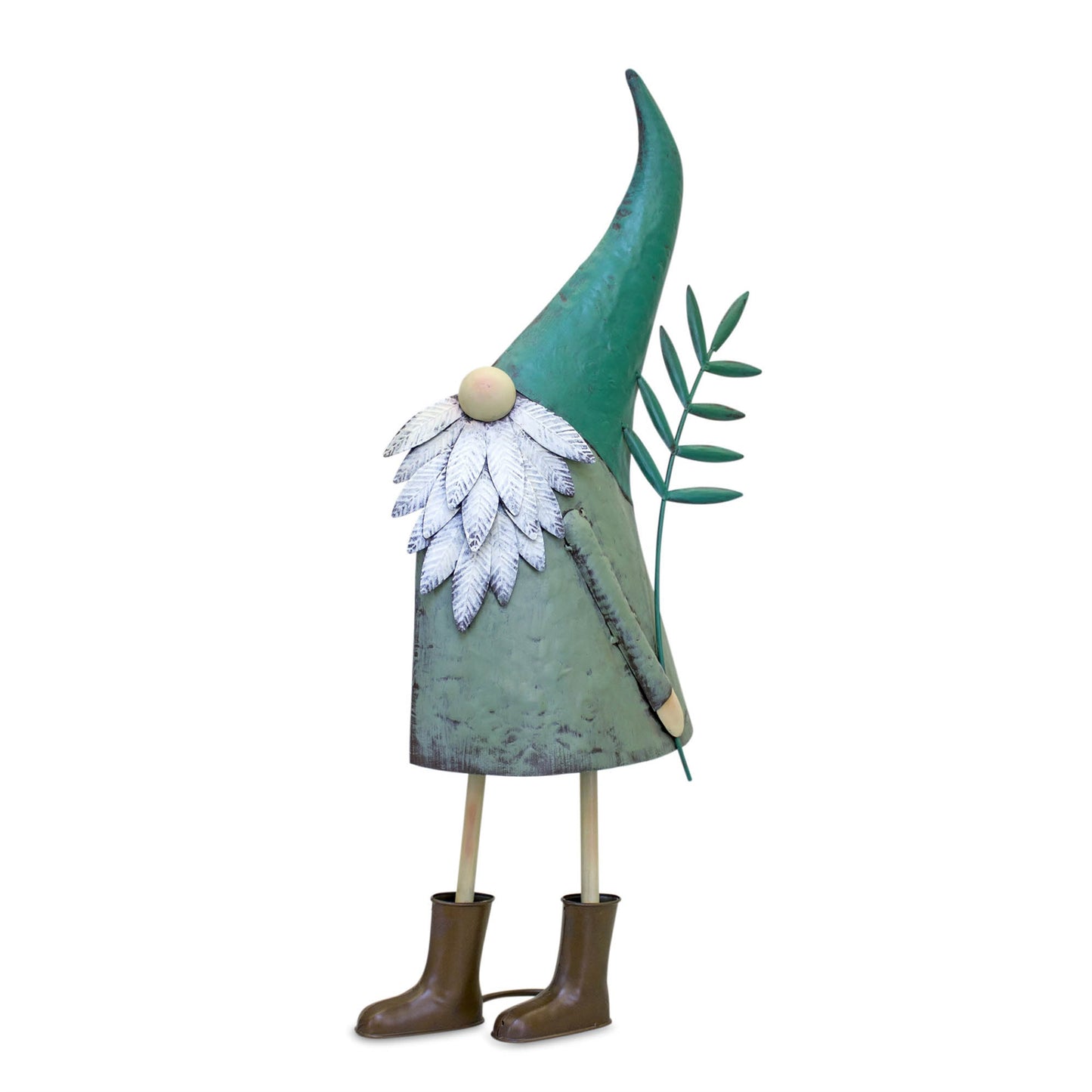 Iron Metal Standing Garden Gnome with Flower (Set of 2) alternate view 4