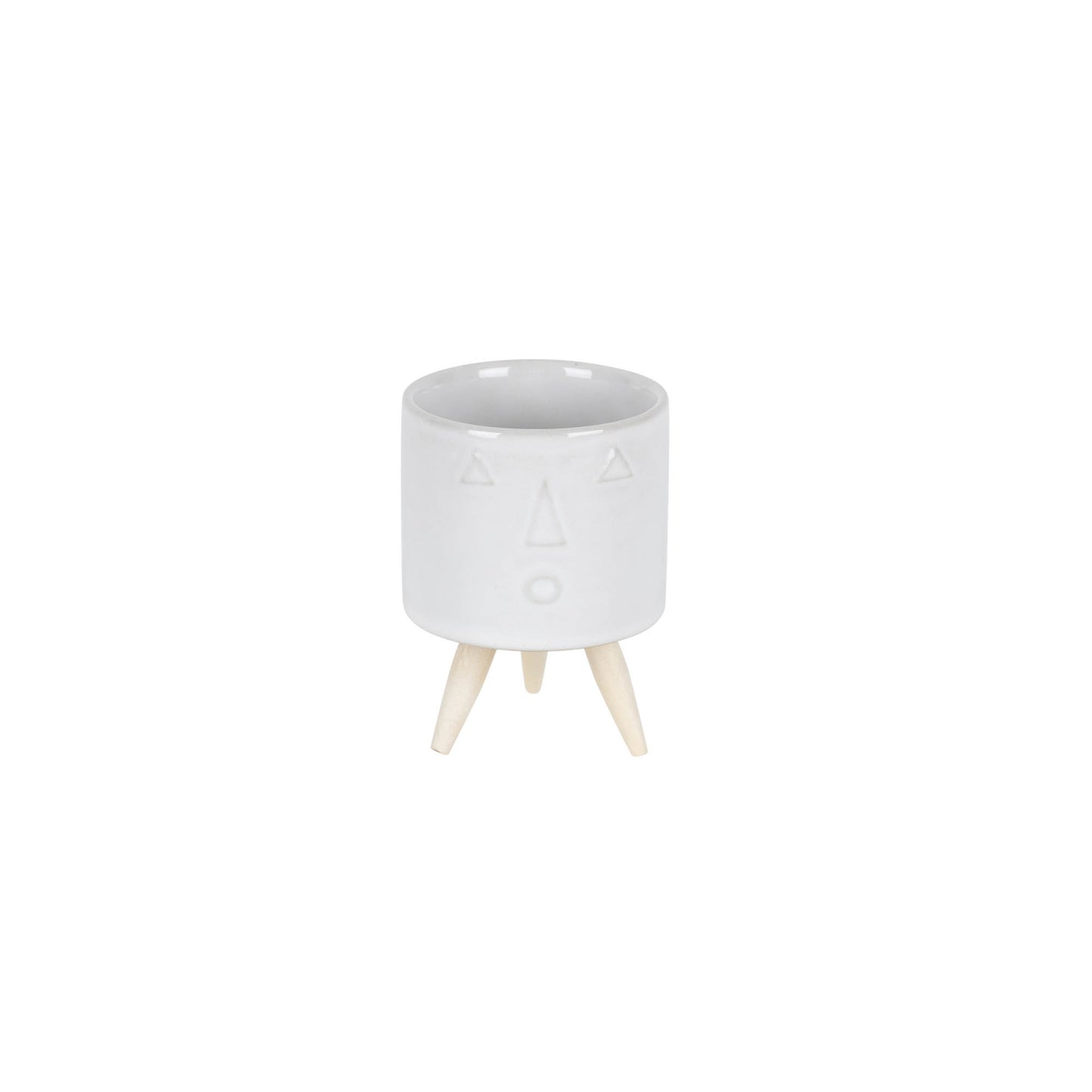 Porcelain Face Planter with Wooden Legs (Set of 3) alternate view 3