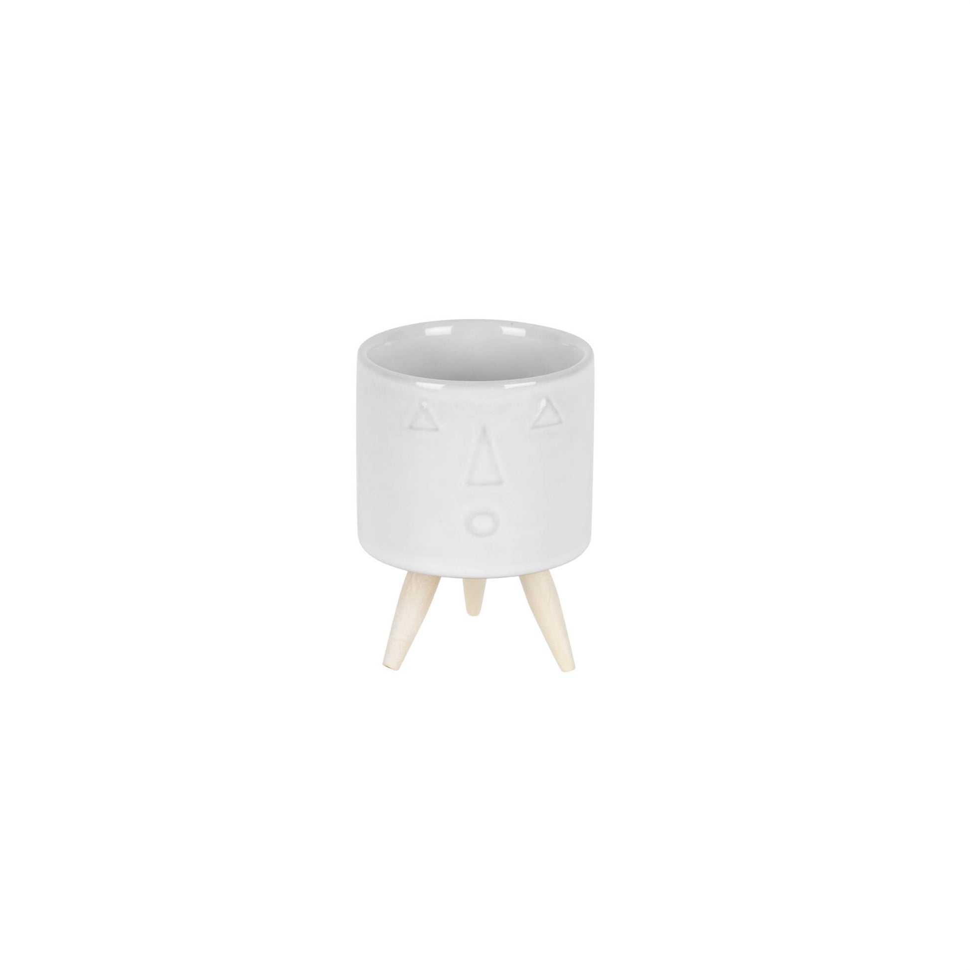 Porcelain Face Planter with Wooden Legs (Set of 3) alternate view 3