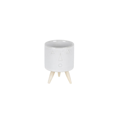 Porcelain Face Planter with Wooden Legs (Set of 3) alternate view 3