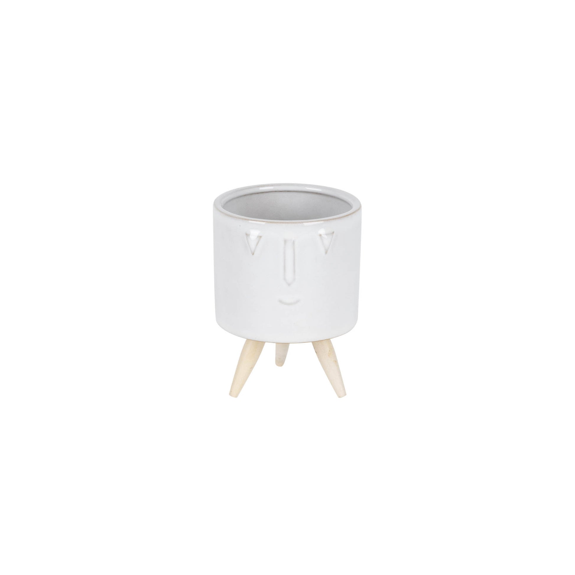 Porcelain Face Planter with Wooden Legs (Set of 3) alternate view 4