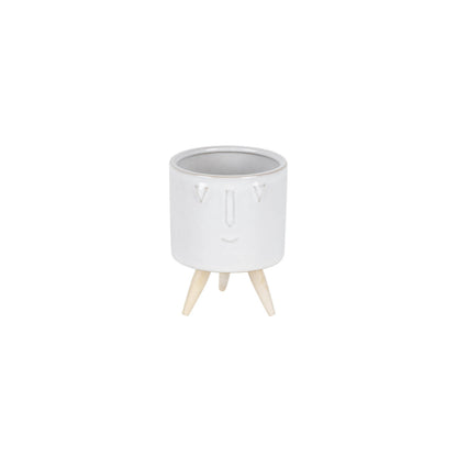 Porcelain Face Planter with Wooden Legs (Set of 3) alternate view 4