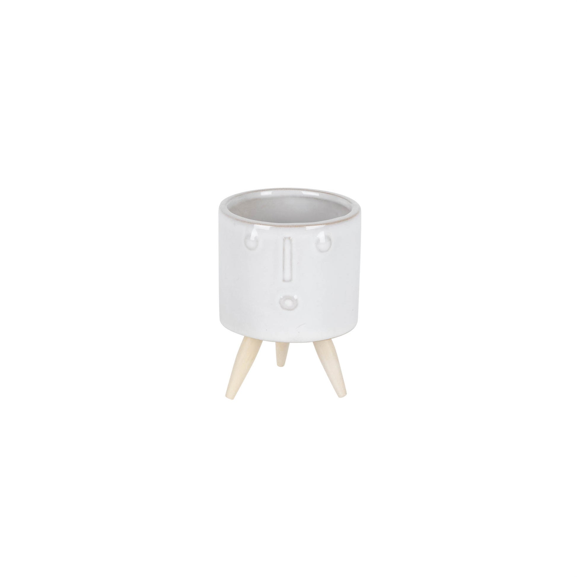 Porcelain Face Planter with Wooden Legs (Set of 3) alternate view 5