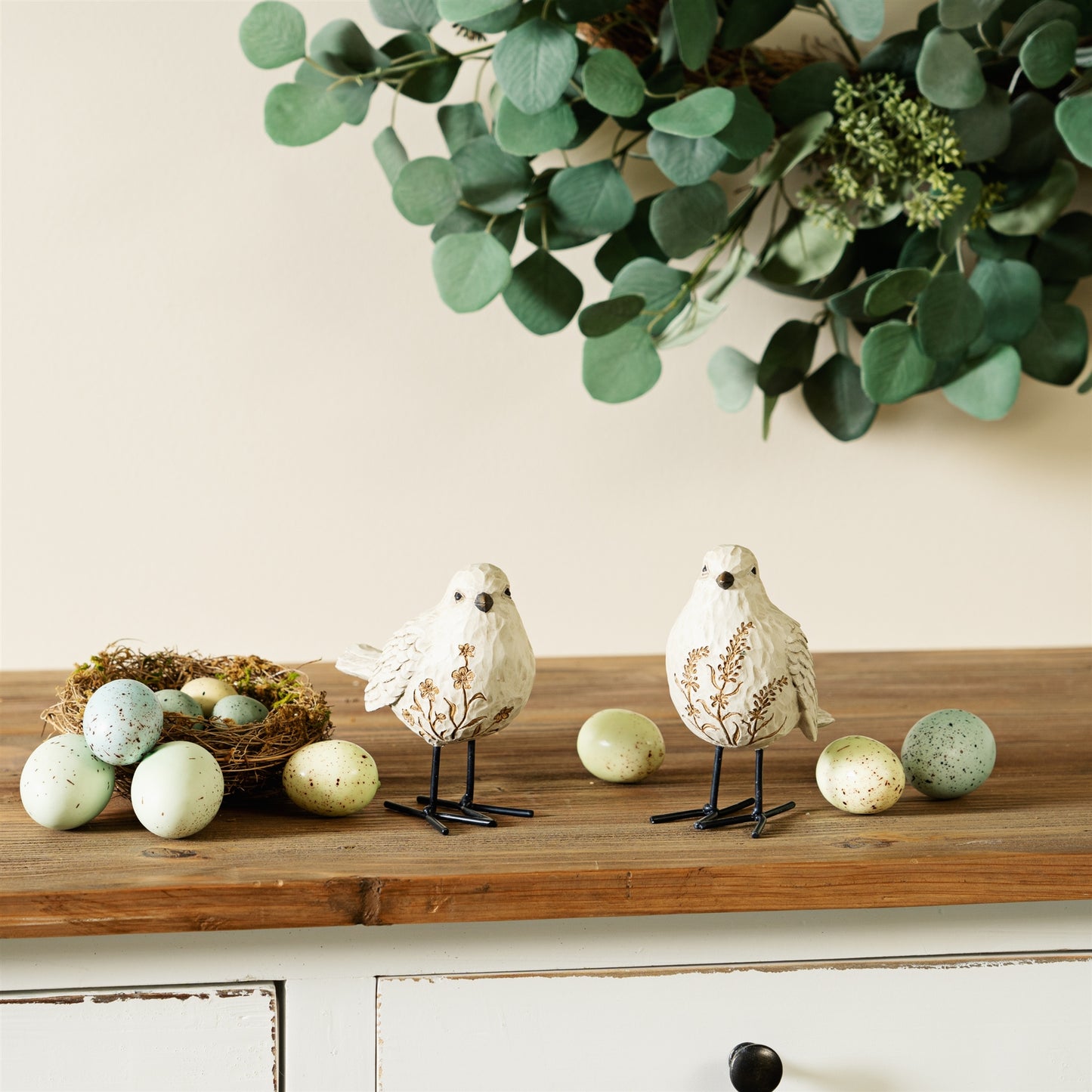Bird Figurine with Carved Floral Design (Set of 2) alternate view 3