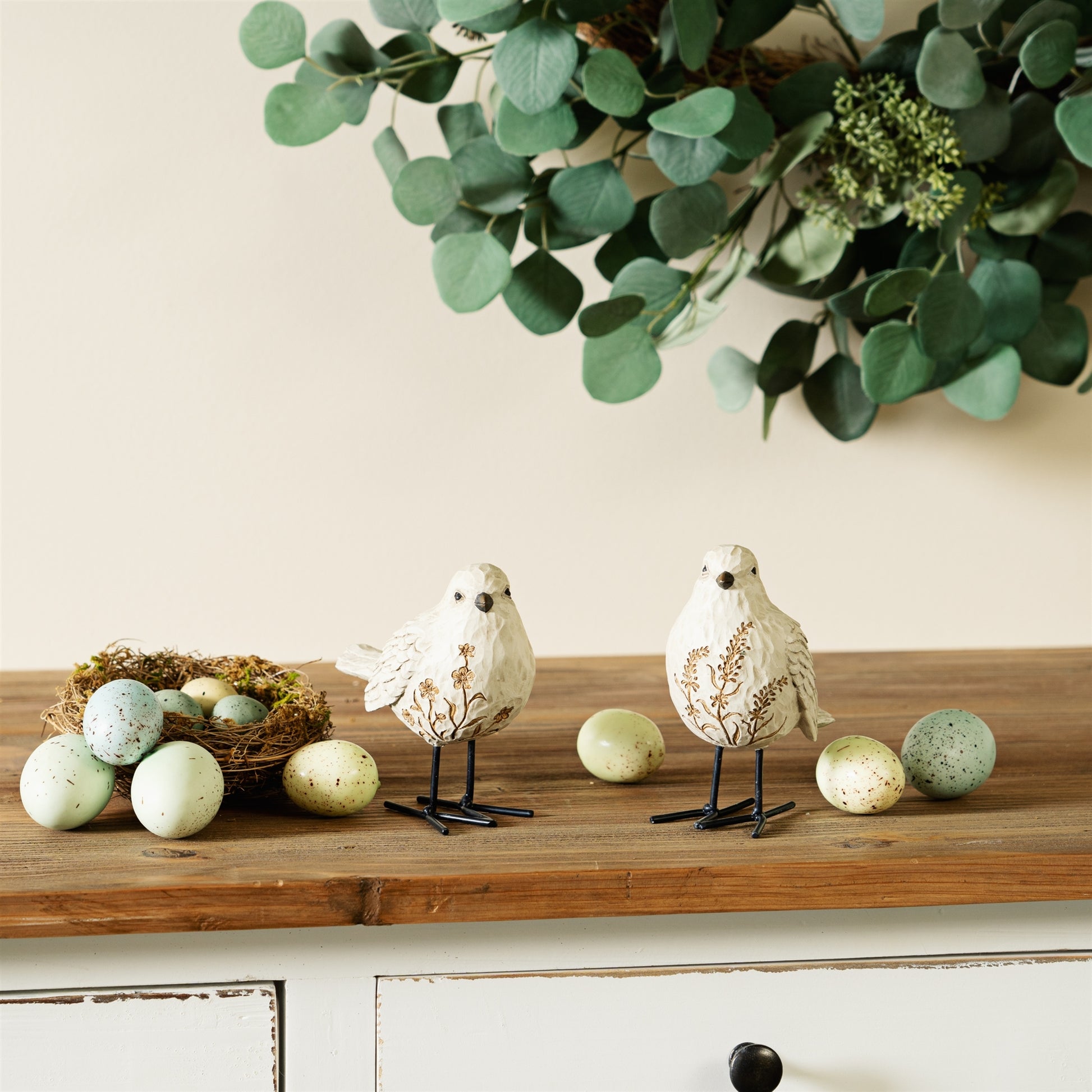 Bird Figurine with Carved Floral Design (Set of 2) alternate view 3