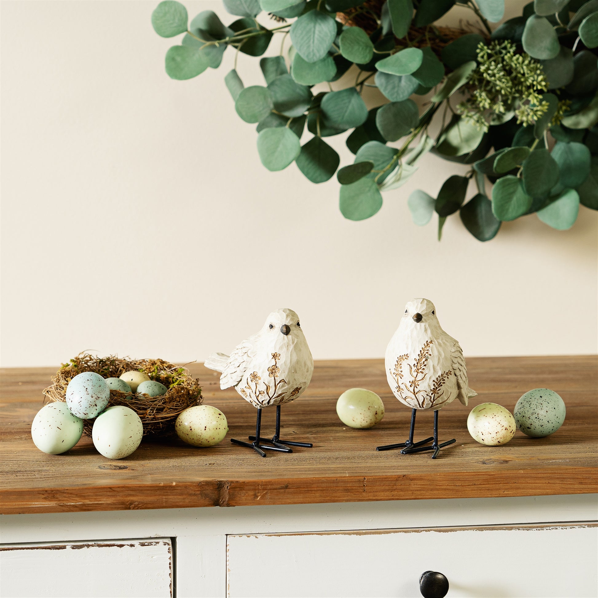 Bird Figurine with Carved Floral Design (Set of 2) alternate view 2