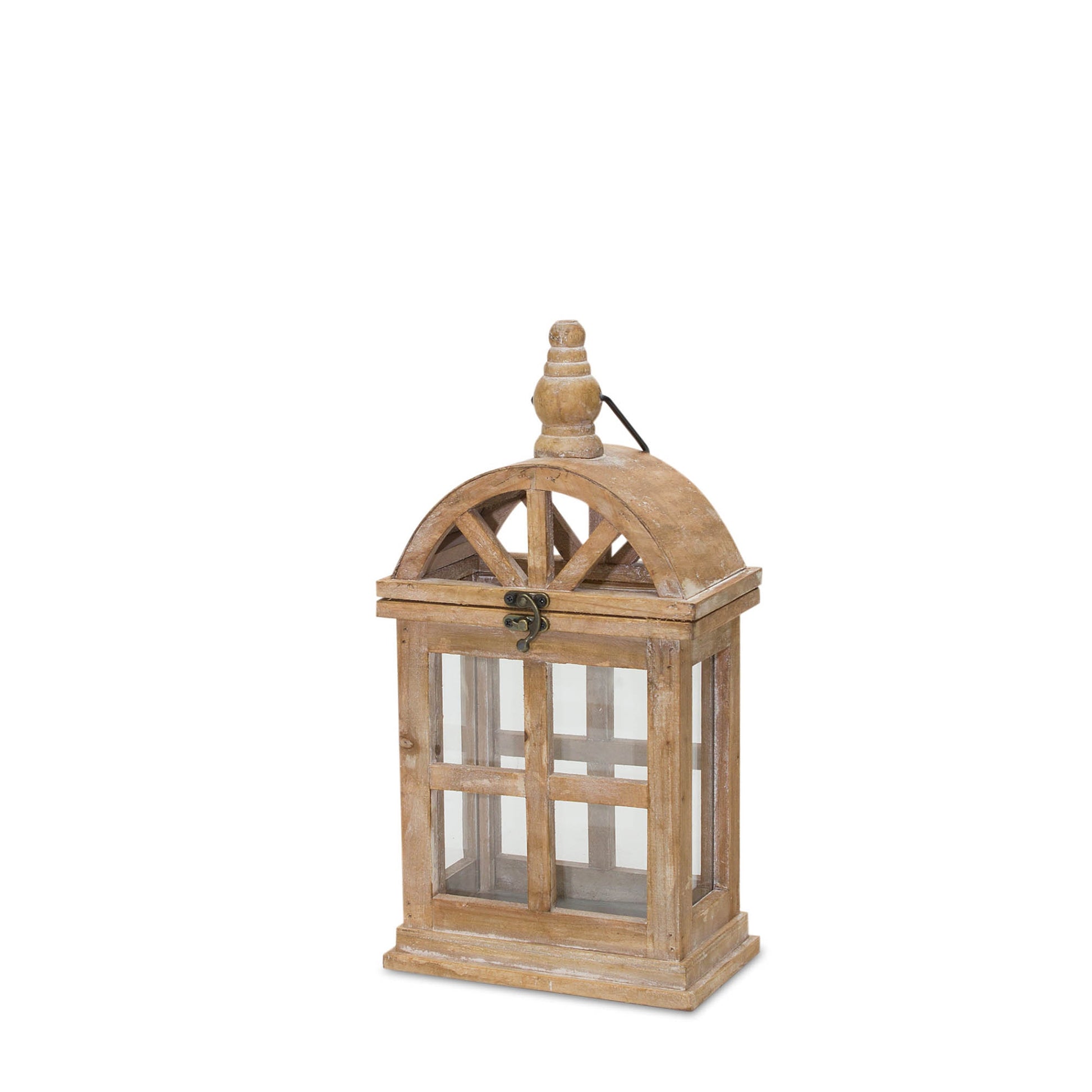 Natural Wooden Lantern with Curved Top (Set of 2) alternate view 2