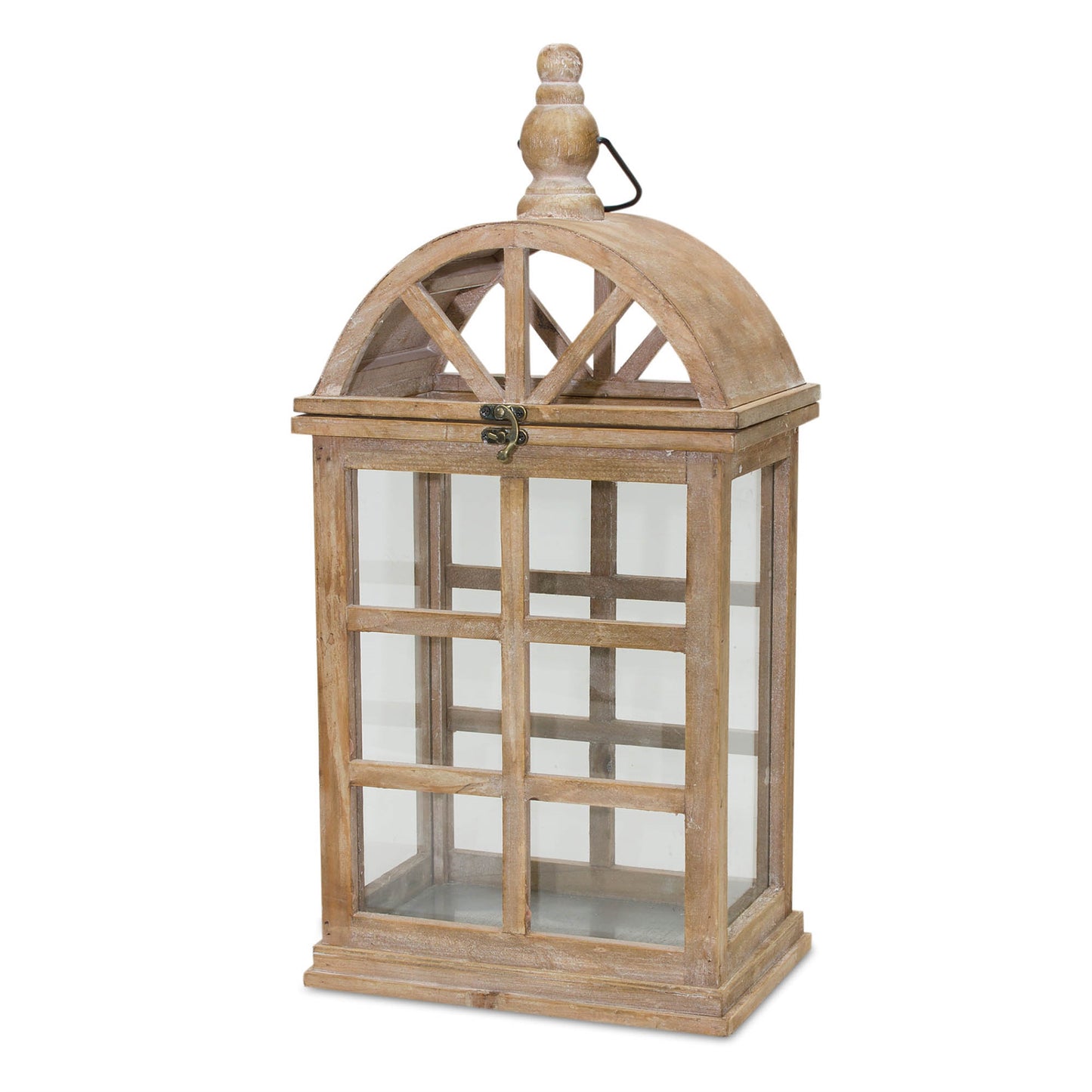 Natural Wooden Lantern with Curved Top (Set of 2) alternate view 3