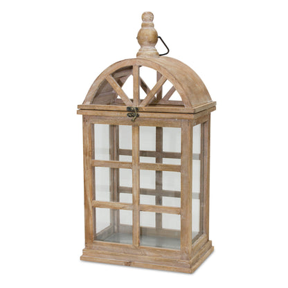 Natural Wooden Lantern with Curved Top (Set of 2) alternate view 3