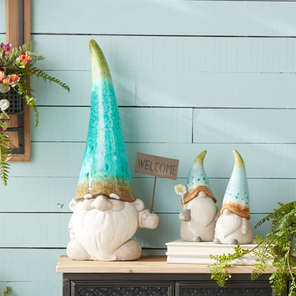 Terra Cotta Garden Gnome Statue with Welcome Sign 24"H alternate view 2