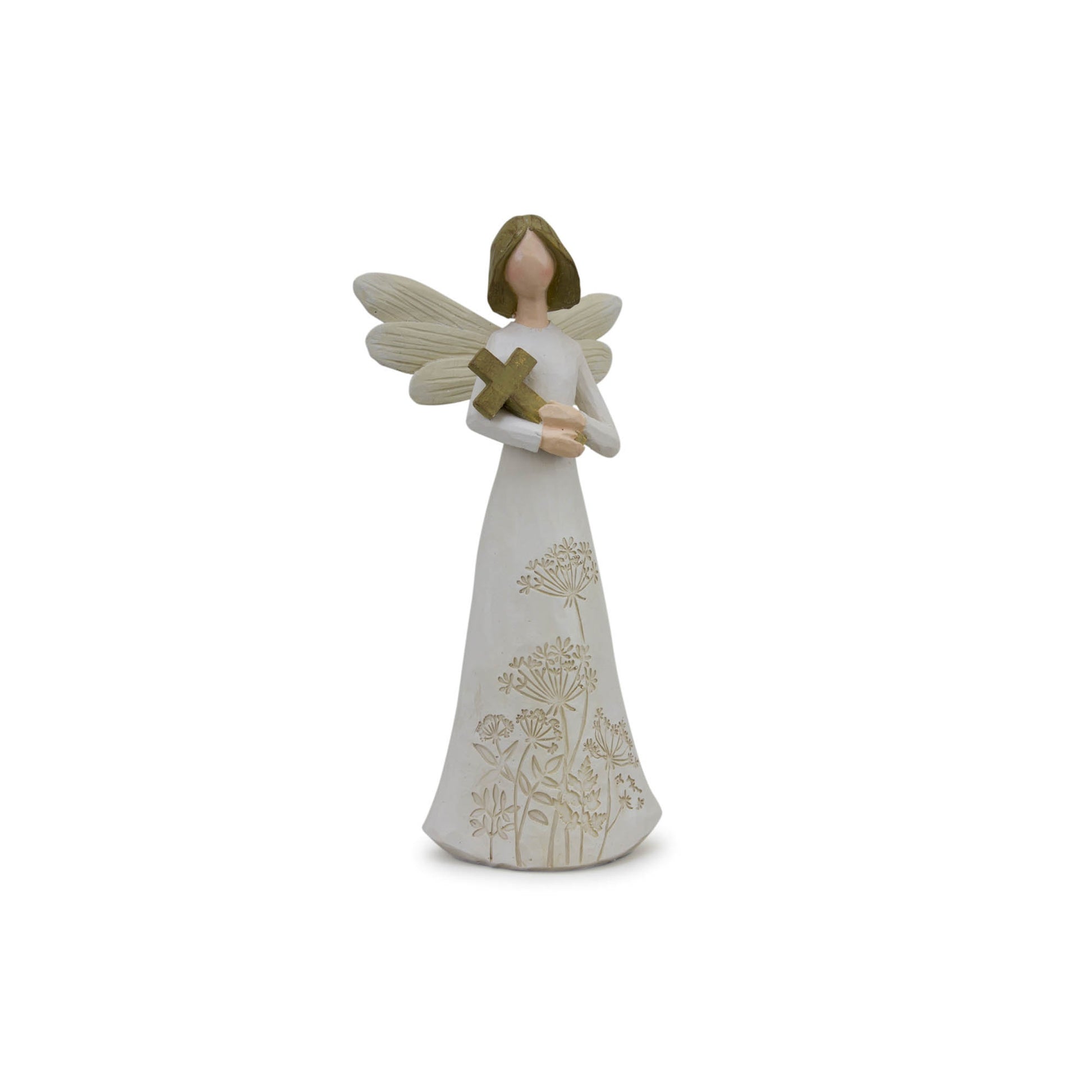 Beige Floral Etched Angel Figurine (Set of 3) alternate view 3