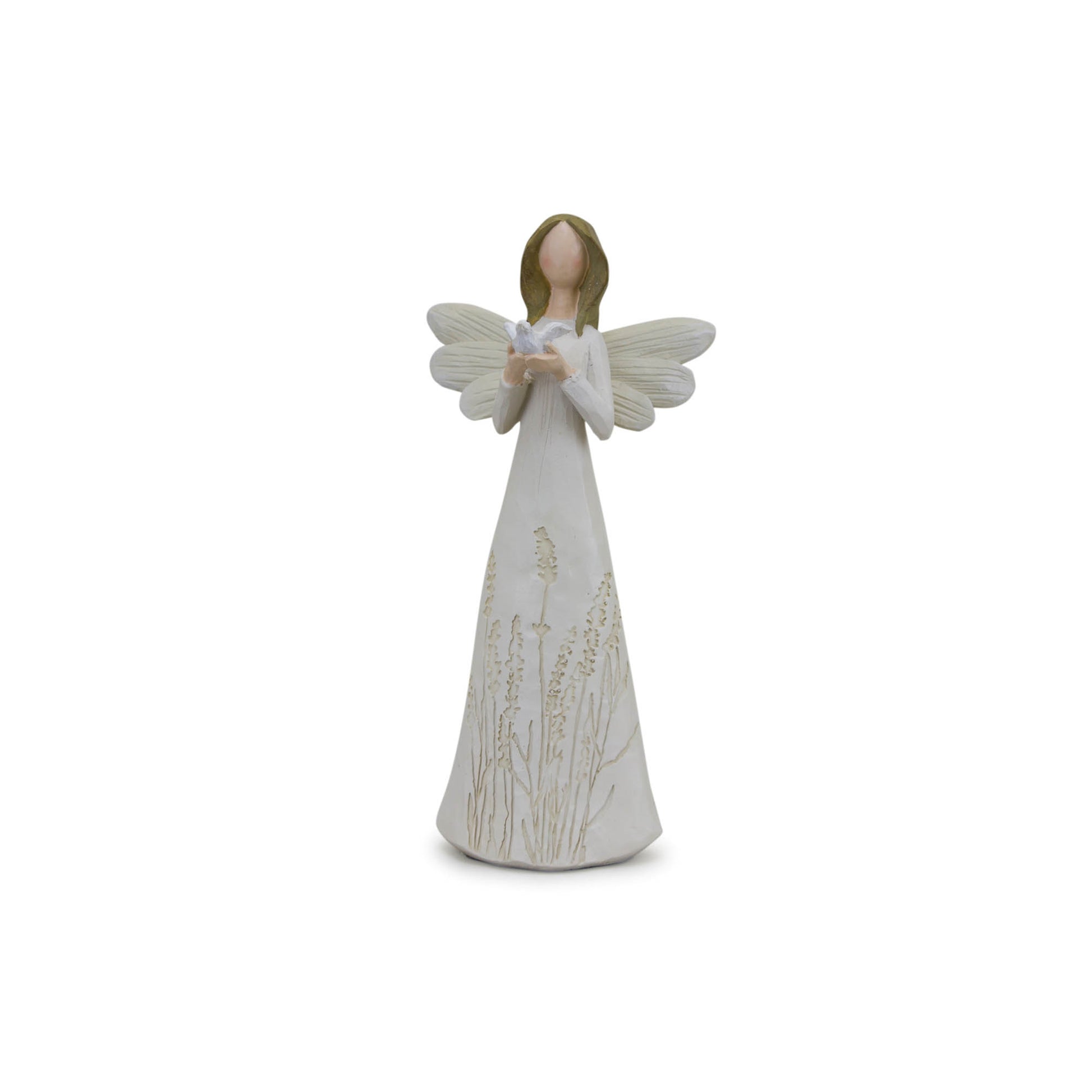 Beige Floral Etched Angel Figurine (Set of 3) alternate view 5