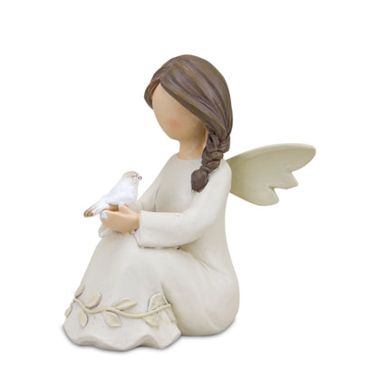 Beige Angel Figurine with Raised Floral Accent (Set of 2) alternate view 4