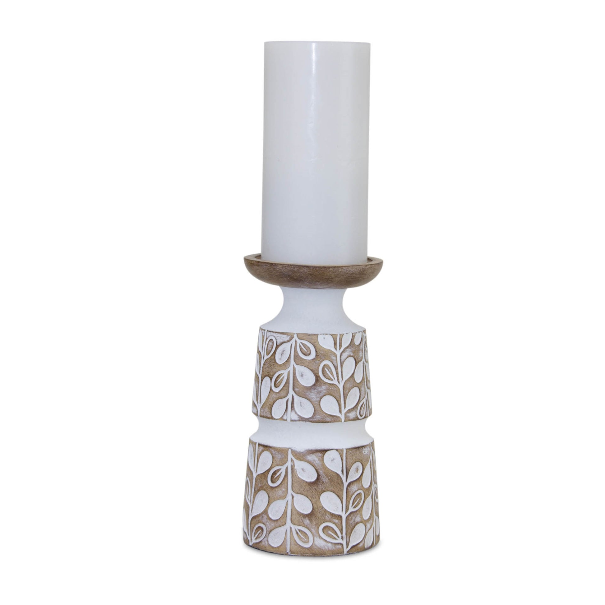 Leaf Pattern Candle Holder with Wood Design (Set of 3) alternate view 4