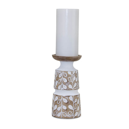 Leaf Pattern Candle Holder with Wood Design (Set of 3) alternate view 4