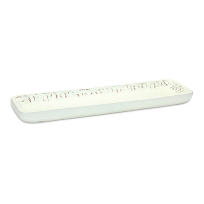 White Washed Mango Wood Dough Bowl Tray (Set of 2) alternate view 2