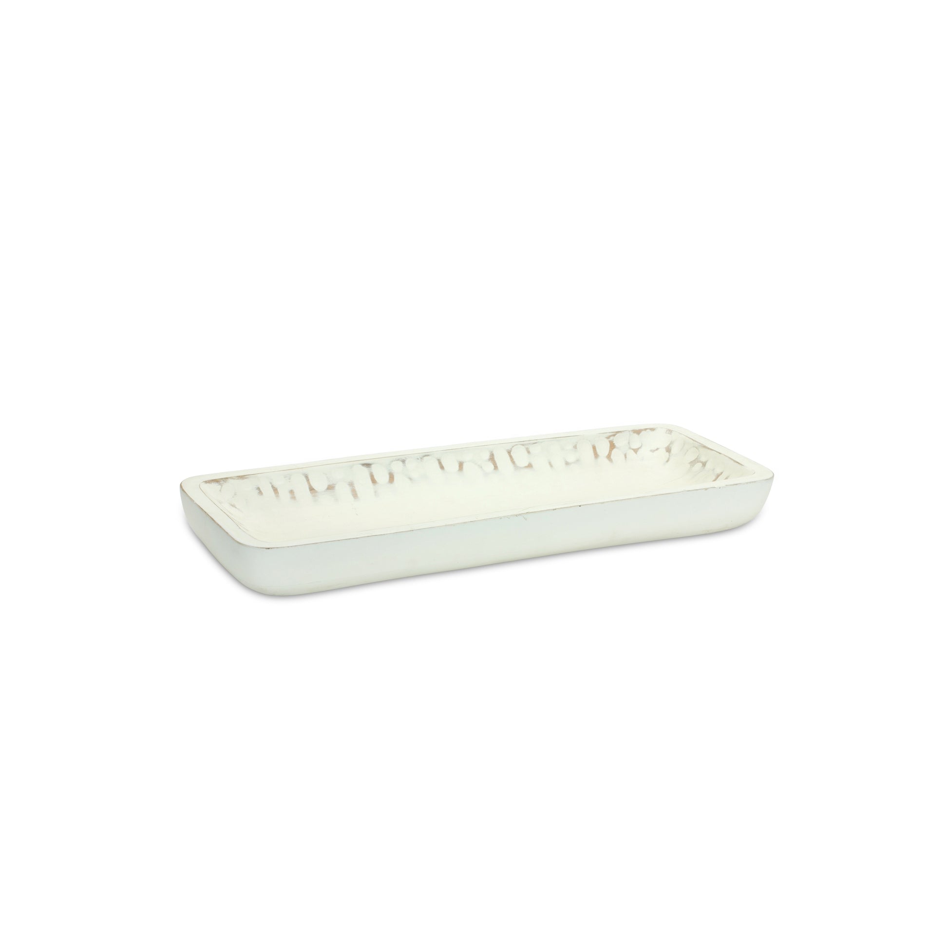 White Washed Mango Wood Dough Bowl Tray (Set of 2) alternate view 3