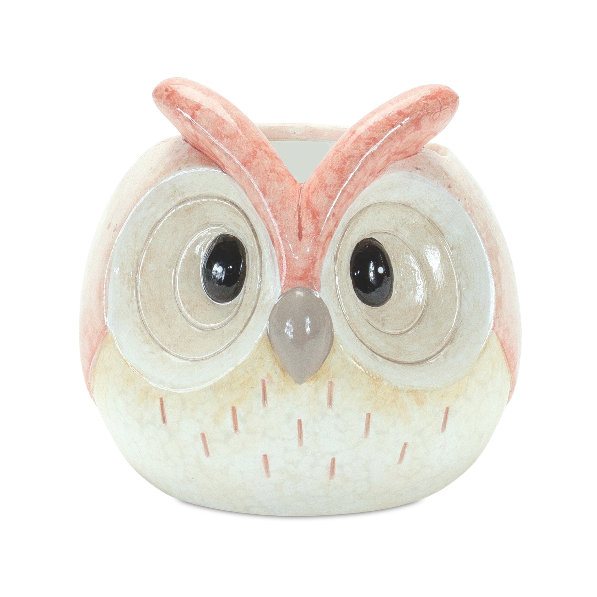 Whimsical Pastel Terra Cotta Owl Figurine (Set of 3) alternate view 3