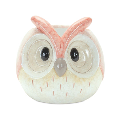 Whimsical Pastel Terra Cotta Owl Figurine (Set of 3) alternate view 3