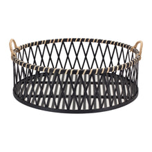 Round Woven Bamboo Trays with Rattan Handle Accent (Set of 2) alternate view 2