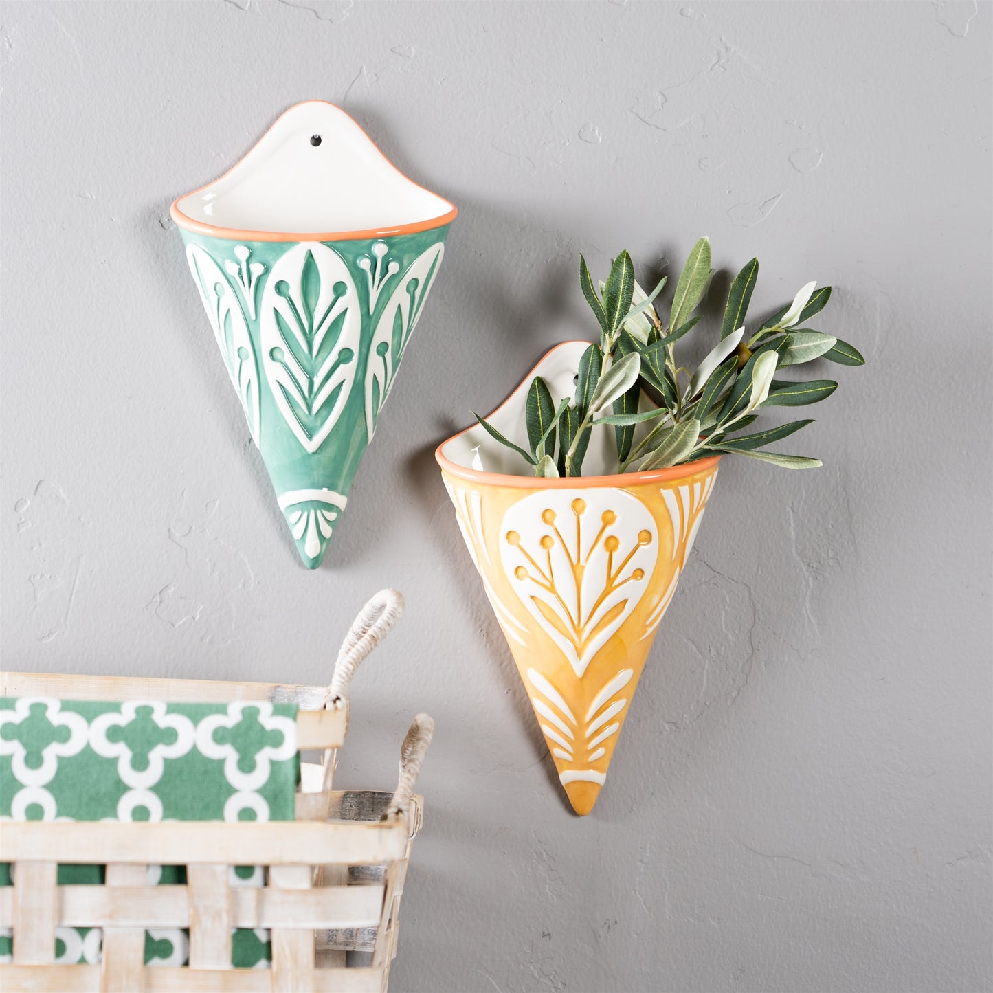 Ornamental Ceramic Wall Pocket (Set of 2) alternate view 2