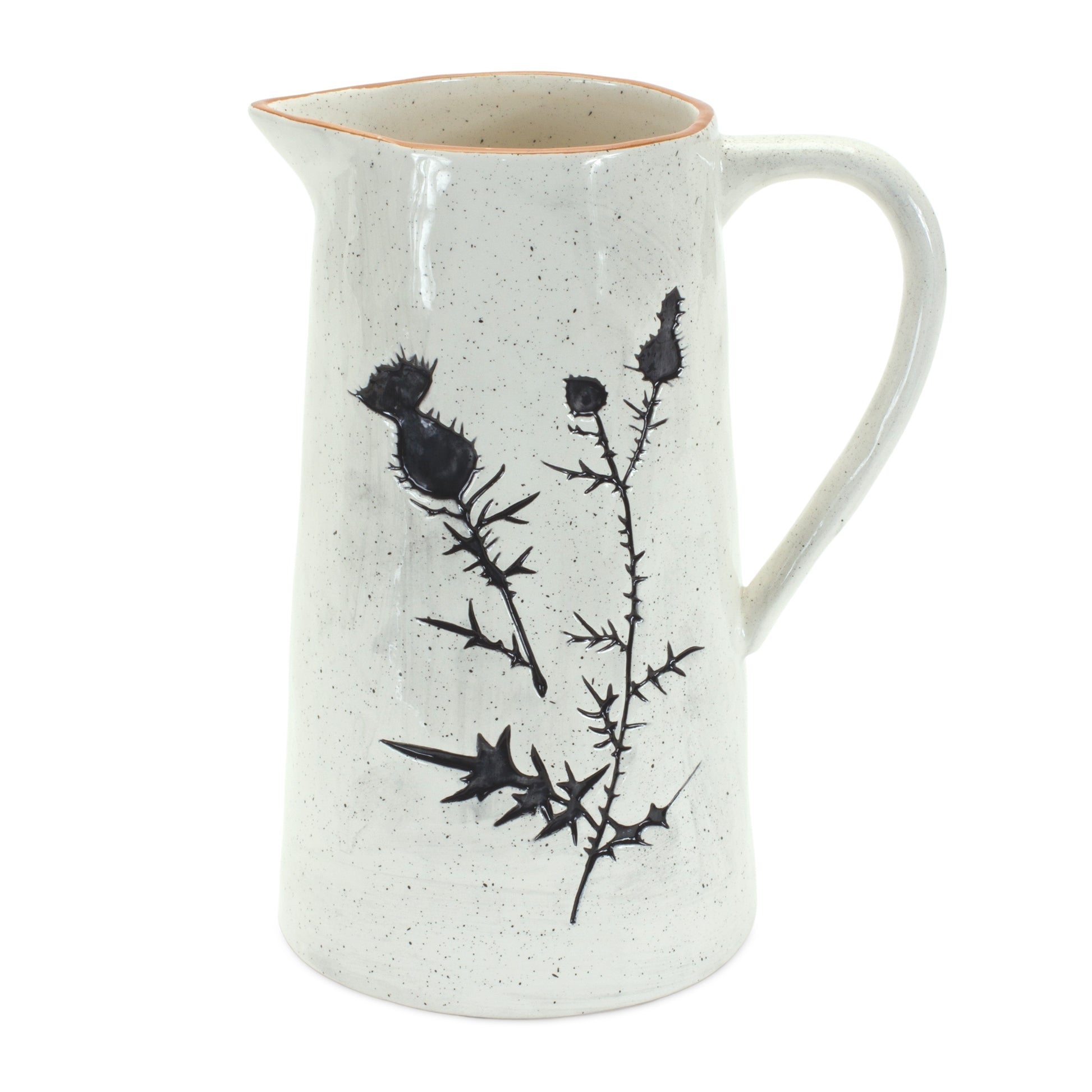 Rustic Thistle Etched Pitcher Vase with Speckled Finish (Set of 2) alternate view 2