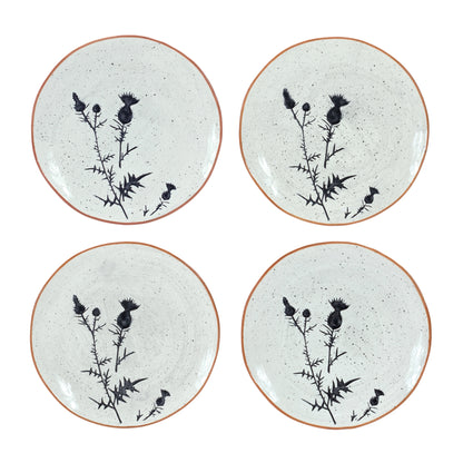 Rustic Thistle Etched Plate with Speckled Finish (Set of 4)