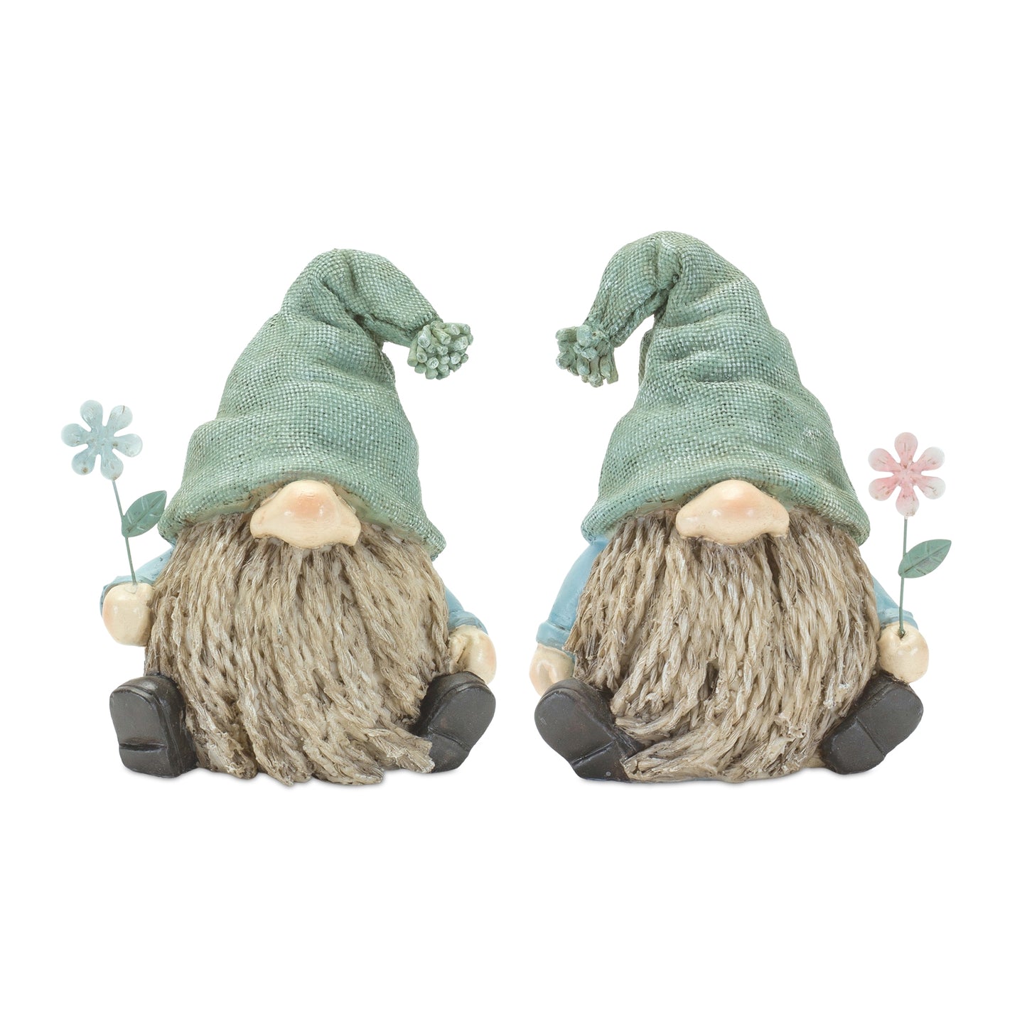 Stone Garden Gnome Figurine with Flower Stem Accent (Set of 4) alternate view 3