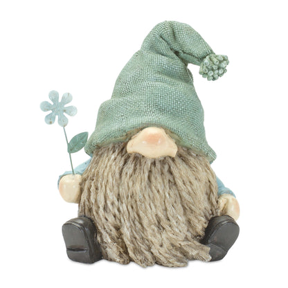 Stone Garden Gnome Figurine with Flower Stem Accent (Set of 4) alternate view 4