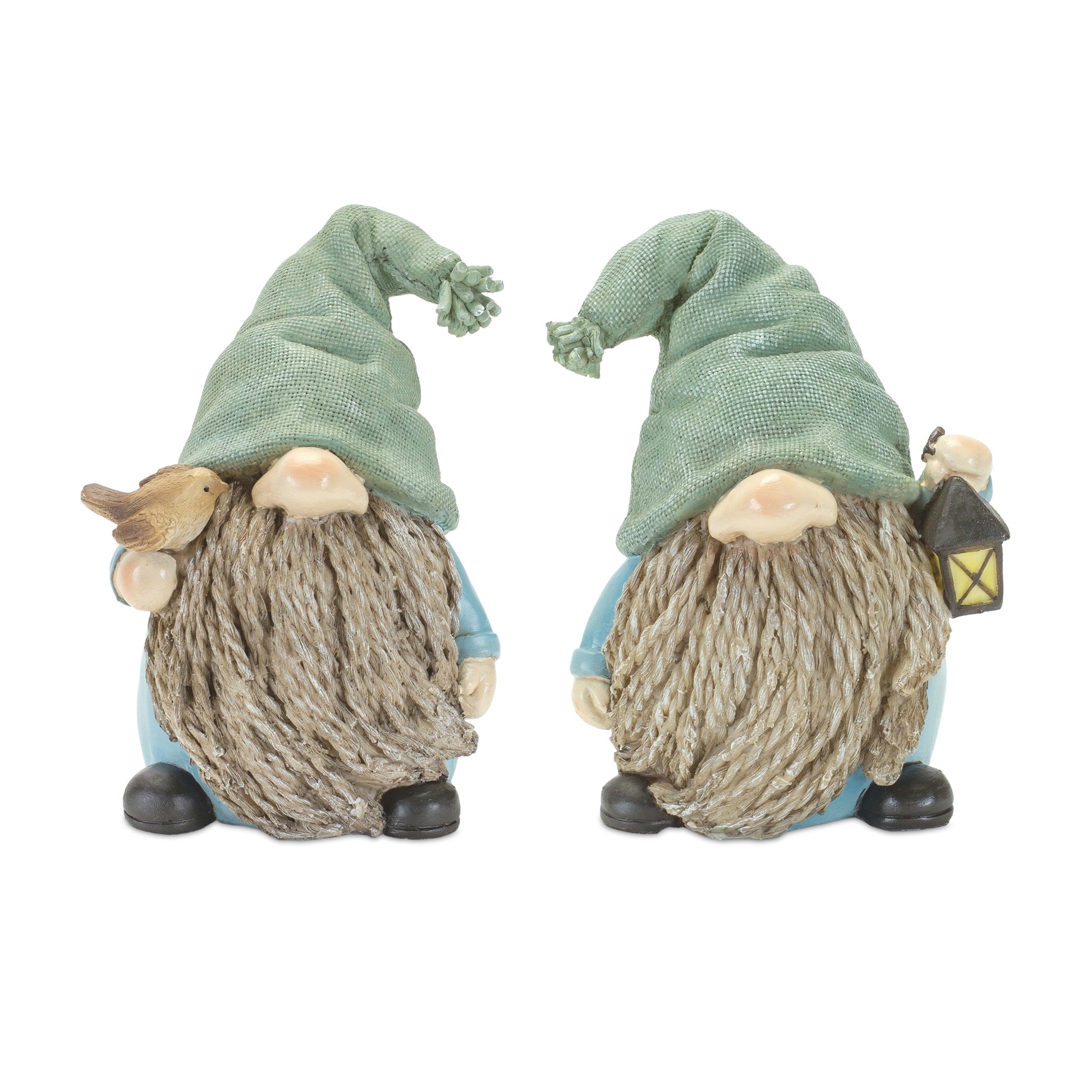 Stone Garden Gnome Figurine with Bird and Lantern Accent (Set of 4) alternate view 3