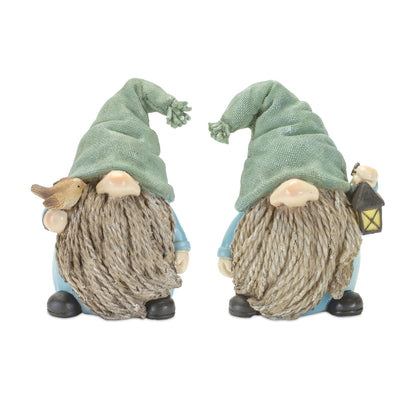 Stone Garden Gnome Figurine with Bird and Lantern Accent (Set of 4) alternate view 3