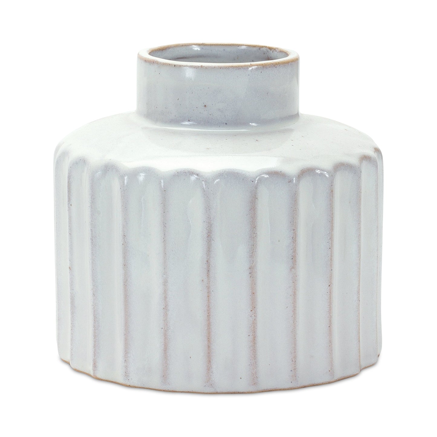 Ribbed Porcelain Vase with Washed Finish (Set of 2) alternate view 2