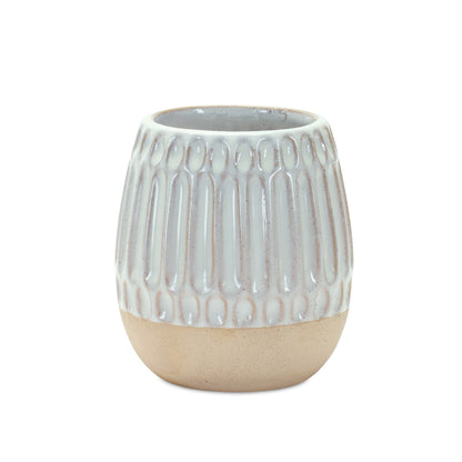 Ribbed Porcelain Vase with Two Tone Design (Set of 2) alternate view 3