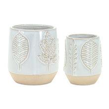 Two Tone Porcelain Planter with Leaf Design (Set of 2) alternate view 2
