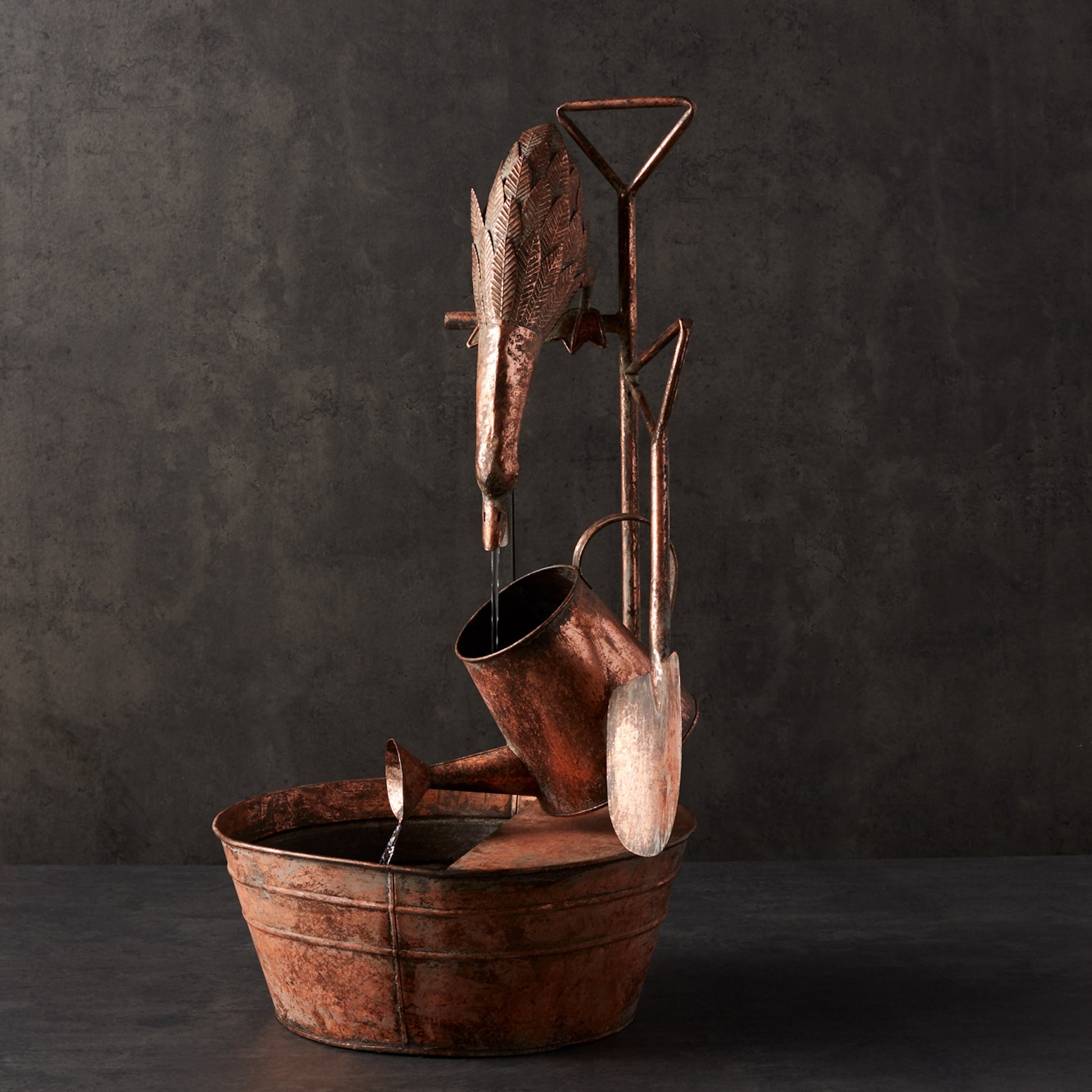 Rustic Metal Fountain with Duck and Watering Can 33"H alternate view 2