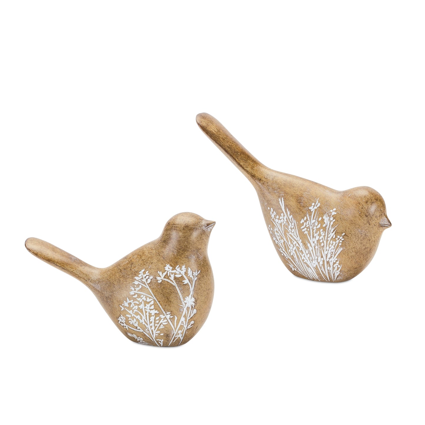 Floral Etched Bird Figurine with Wood Grain Design (Set of 4) alternate view 3