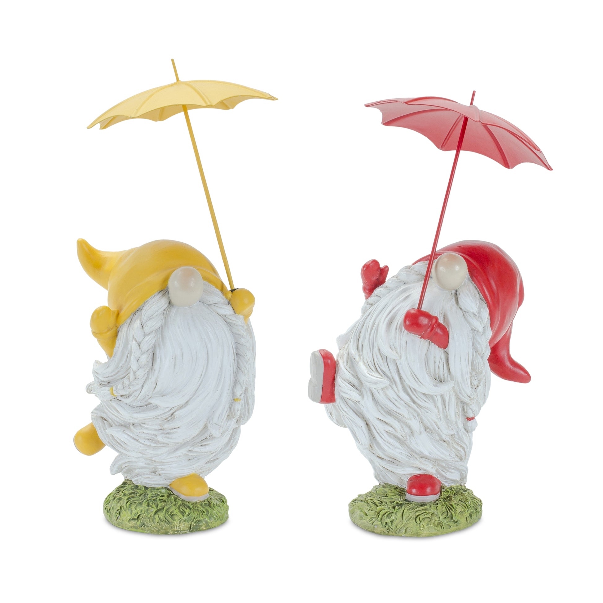 Whimsical Dancing Garden Gnome Figurine with Umbrella (Set of 4) alternate view 2