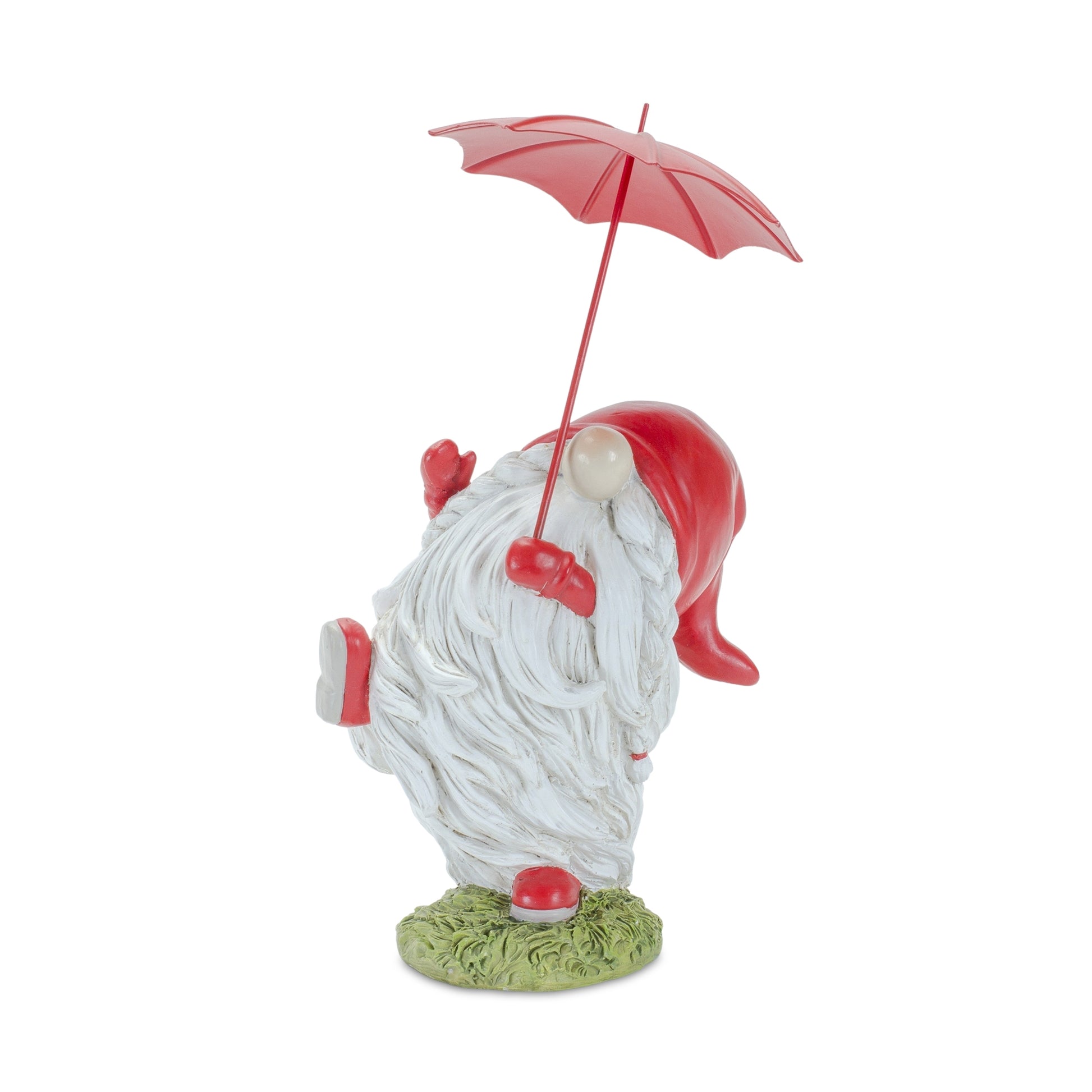 Whimsical Dancing Garden Gnome Figurine with Umbrella (Set of 4) alternate view 4