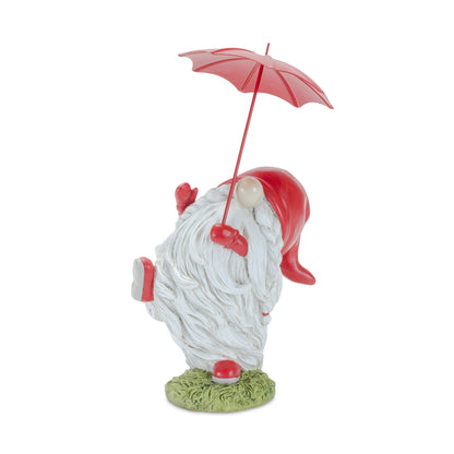 Whimsical Dancing Garden Gnome Figurine with Umbrella (Set of 4) alternate view 4