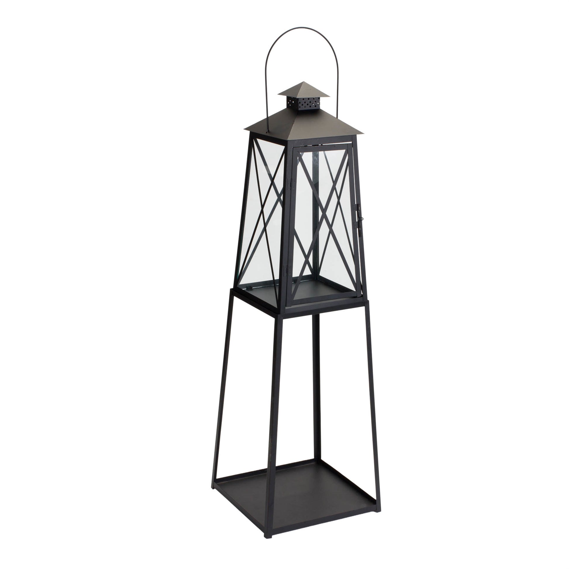 Traditional Metal Lantern with Tapered Stand (Set of 2) alternate view 2